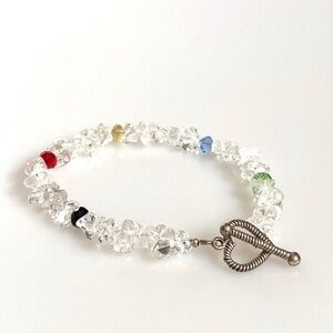 Vintage Clear Quartz Bracelet 8” Artisan Jewelry Toggle Clasp
